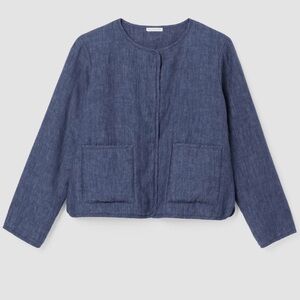 Eileen Fisher Washed Organic Linen Delave Padded Jacket - XL